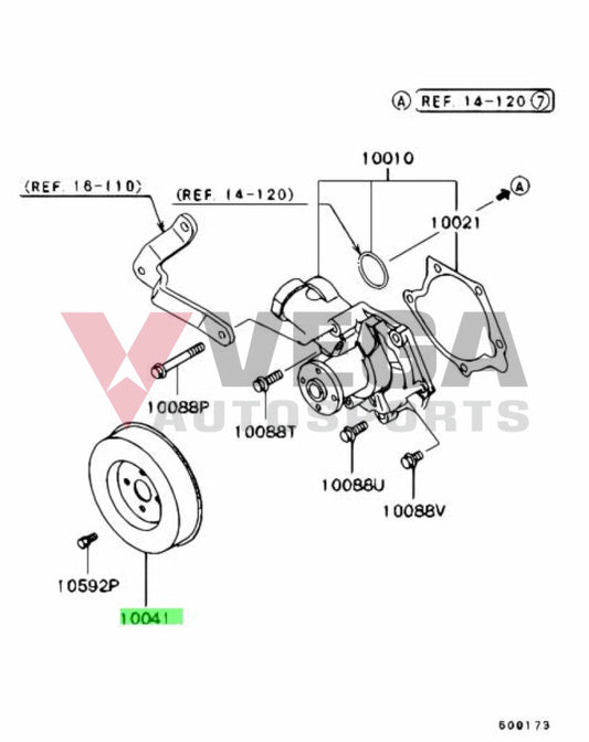 Water Pump Pulley To Suit Mitsubishi Lancer Evolution 8 / 9 Ct9A Mn143303 Cooling