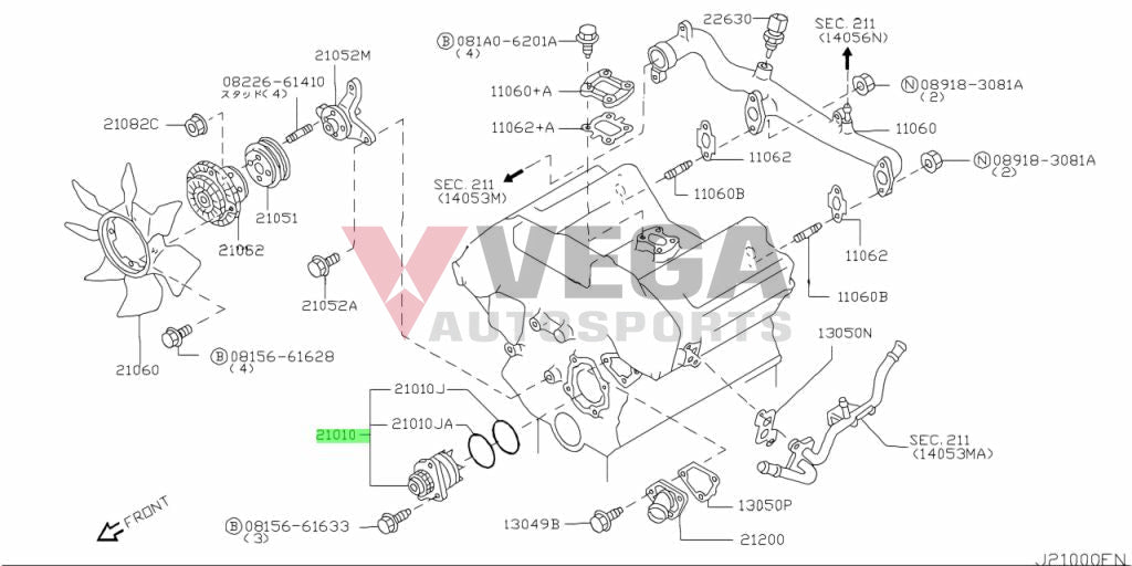 Water Pump To Suit Nissan 350Z Z33 Series 1 Skyline V35 250Gt / 300Gt 350Gt & Stagea M35 B1010-Al50B