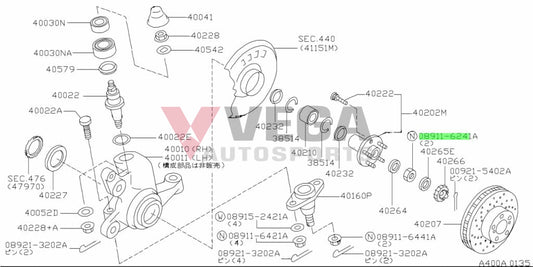 Wheel Bearing / Hub Rear Nut to suit Nissan Silvia S13 180SX S14 R32 RWD R33 RWD Z32 08911-6241A Nuts / Bolts / Screws