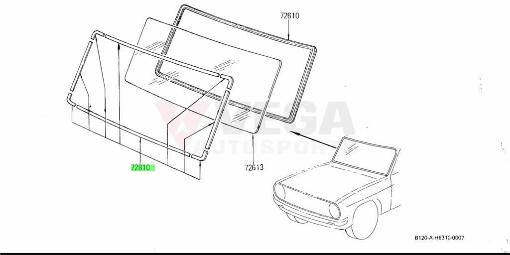 Windshield Moulding Kit Genuine to suit DATSUN 1200 (Fits NISSAN B110 Sunny Ute B120) - Vega Autosports