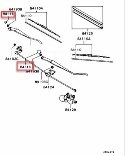 Wiper Arm Cap Set (Rhs & Lhs) To Suit Mitsubishi Lancer Evolution 4 / 5 6 Mr300585 Mb821132 Exterior