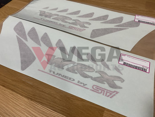 Wrx Rear 1/4 Side Decal Set To Suit Subaru Impreza Type R Sti Gc8 - Pink Text Emblems Badges And